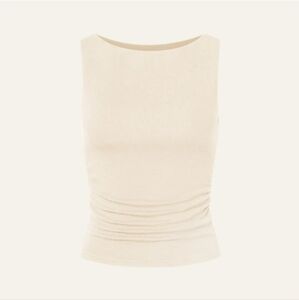 OGL Eco Mousse Rouched Boatneck Sleeveless Top